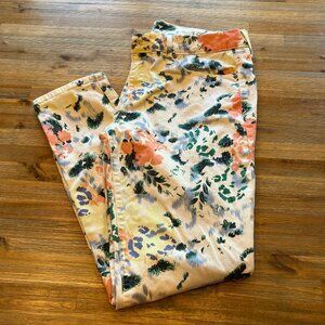 GAP Legging jean Classic 5 Pocket stretch white denim with  floral print size 10